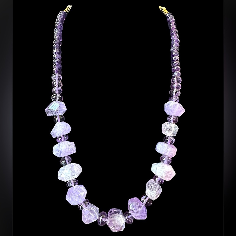 Vintage Gold Filled Purple Amethyst Gemstone Estate Necklace